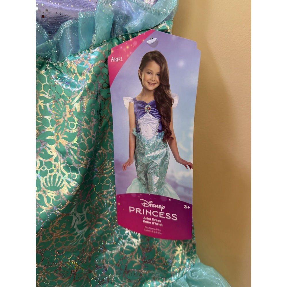 NEW Disney Princess Ariel Core Dress Costume Fits Sizes 4-6X NWT - Picture 9 of 12
